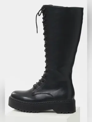 Steve Madden Black Lace-Up Knee-High Platform Boots Size 36=US 5.5-6 thumbnail 4