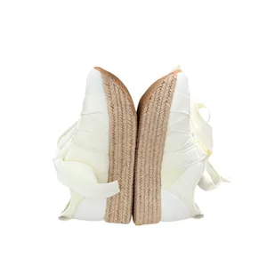Menina Off White Satin Ribbon Bow‎ Espadrille Platform Sneakers Womens thumbnail 4