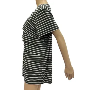 Dress Barn Tiered Short Sleeve Boat Neck Striped Green and White Top Womens 2X thumbnail 6