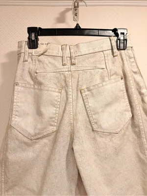 NWT We The Free Good Luck Mid Rise Barrel Acid-Wash Denim Jeans Off-White Sz 24 thumbnail 10
