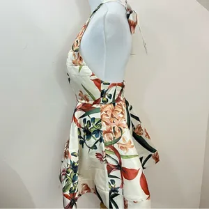 Lulu’’s Sunny Centerpiece Cream Floral Fit and Flare Satin Mini Dress S thumbnail 3