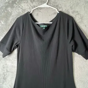 Lauren Ralph Lauren Black Knit A-Line Dress Short Sleeve L‎ Classic Minimalist thumbnail 2