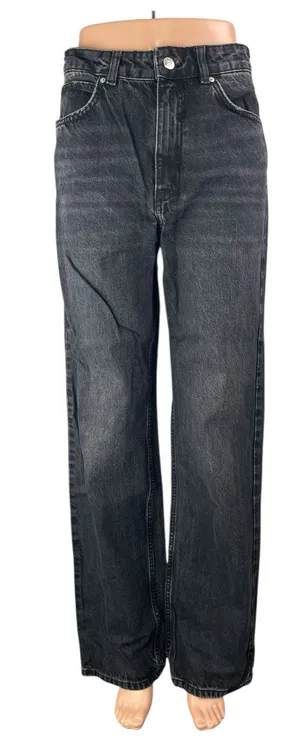 Zara Women's Black High Waisted Straight Wide Leg Baggy Denim Jeans Pants Size 6 thumbnail 1