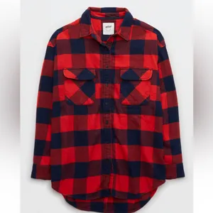 Aerie LumberJane Red & Blue Buffalo Plaid Soft Brushed Flannel Shirt - size M thumbnail 12