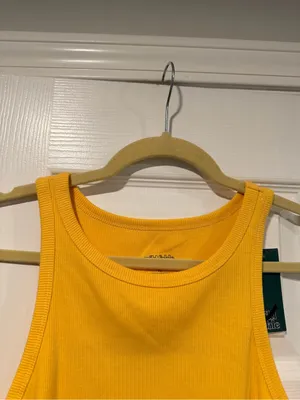 NWT Wild Fable Size XXL Yellow Ribbed Cropped Stretch Tank Top High Neck thumbnail 2
