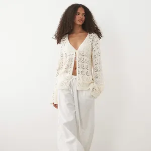 Miss Selfridge Tie Front Boho Cardigan in Cream NWT Size Small thumbnail 4