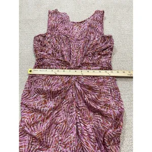 BCBGMAXAZRIA Pink Orange Abstract Print Ruched Draped Midi Dress Size 4 thumbnail 16