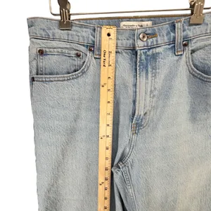 Abercrombie & Fitch The 90s Relaxed Denim Jeans 31 SHORT Blue Raw Hem High Rise thumbnail 6
