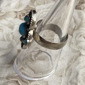 Vintage Ring Faux Turquoise Silver Tone Southwest‎ Adjustable Blue thumbnail 2