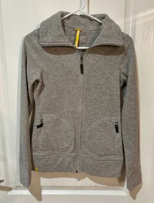 gray zippered sweater fleece jacket Lole brand activewear jacket. thumbnail 1
