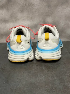 Hoka One One Bondi 8 Women’s Wide Sneakers Blanc De Blanc/Swim Day Size 7.5D thumbnail 9