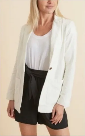 Marine Layer Women's Huntington Double Cloth Blazer Ivory Pinkstriped Size Small thumbnail 1