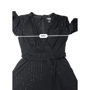 DKNY Faux Wrap A-Line Dress 8 Black Sparkle LBD Party‎ Holiday NWT $150 thumbnail 6