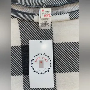7th Ray Gracie Sequin Plaid Top Women’s Size Medium Oversized Gray Cream Color thumbnail 5