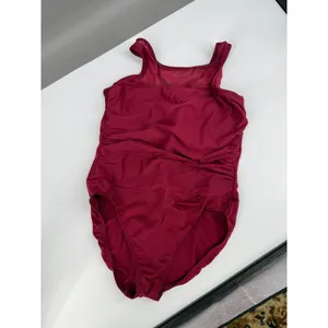 Miraclesuit Rendezvous One Pc‎ Swimsuit Burgundy Mesh High Neck Tummy Control thumbnail 2
