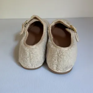 Universal Threads Mary Jane Flats Sherpa Cream Fleece Texture Size 9 thumbnail 6