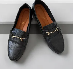 DREAM PAIRS Black Croc Embossed Loafers Flats Size 9 thumbnail 1