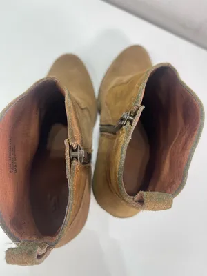 Frye Madeline High Heel Short Ankle Boots Women 8.5M Suede Zip Tan Boho Cowgirl thumbnail 8