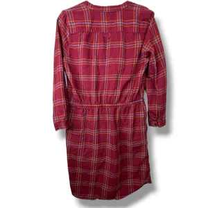 Prana Red Flannel Casual Organic Cotton Loop To Pines Popover Long Sleeve Dress thumbnail 5