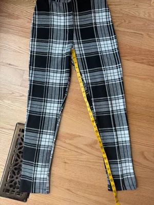 Free People Carnaby Plaid Pants Black White High Rise Skinny Size 8 thumbnail 4