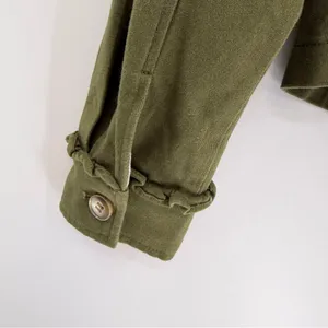Anthropologie DOLAN Ruffle Utility Jacket XS Olive Green Military Boho thumbnail 7
