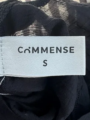 Commense Cropped Long Sleeve Open Back Tie Top Black Small thumbnail 4