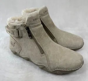 DBECK Tan Suede Faux Fur Lined Ankle Boots Dual Zip EU 38‎ Womens Comfort 7.5 thumbnail 1