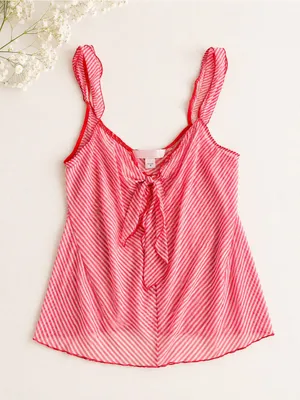 Victoria's Secret Pink Striped Tie-Front Camisole thumbnail 1