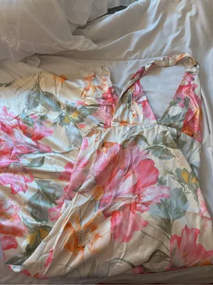 Source Unknown Cream Floral Maxi Dress halter neck open back thumbnail 3