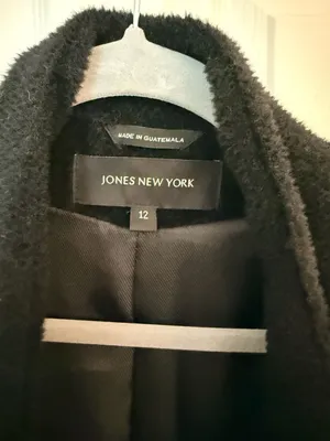 Jones New York Black Wool Alpaca Blend Button Front Midi Coat Size 12 thumbnail 5