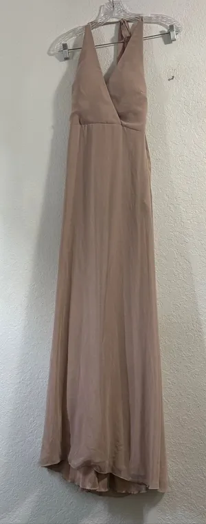 Birdy Grey Dress Maxi Wedding Moni Halter Bridesmaid Chiffon Taupe Small thumbnail 1