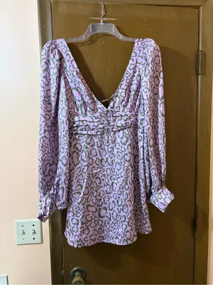For Love & Lemons June Mini Dress in Purple Animal Print thumbnail 3