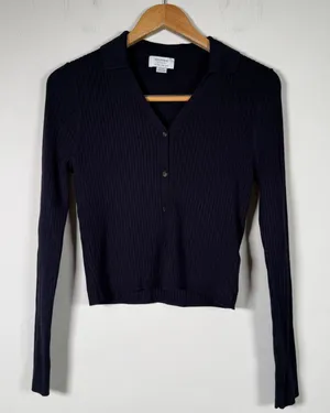 SERAPHINE The Work Edit Maternity Ribbed Cardigan Navy Blue Size 4 thumbnail 1