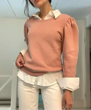 ALC Rayna Puff Sleeve Sweatshirt in Baby Pink Size S Retail $195 thumbnail 1