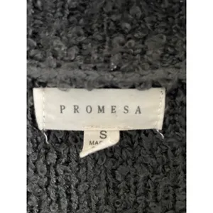 Prómesa Gray Cream Striped Chunky Knit Cardigan Sweater Boho Cozy Size S thumbnail 4