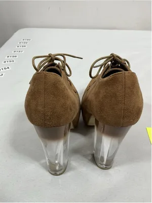 Womans Excellent Condition Delicacy Clear Lace Up Platform Shoes 6 Brown thumbnail 4