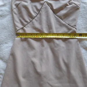 NWT Heiress Beverly Hills Seasonless Diamante Trim Mini Dress XS Beige Nude thumbnail 14