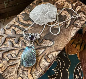 Abalone & Amethyst Gemstone Necklace Multiple thumbnail 1