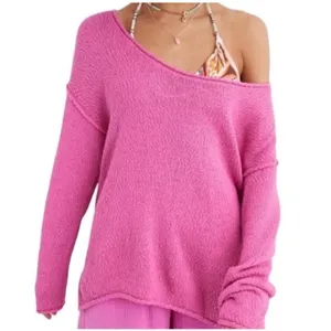 Aerie Voop Sweater Oversized Pink Women’s Size Large Cotton Relaxed Beachy thumbnail 2