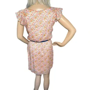 Chelsea & Violet Sz XS Floral Dress Lined Short Sleeve Belted Cottagecore Mini thumbnail 4