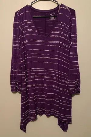 APT 9 Purple Long Sleeve V Neck Tunic Top Size XL thumbnail 1