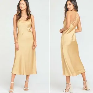NWT Show Me Your Mumu‎ Verona Cowl Dress True Gold Womens Size S thumbnail 2