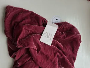 Zara maxi holiday dress velour Velvet Halter in Burgundy wedding party evening thumbnail 18