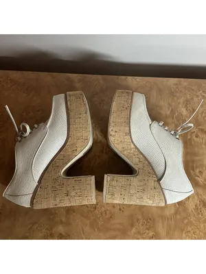Jeffrey Campbell Shaggin White Embossed Platform Oxford Heels Women's 7M thumbnail 6