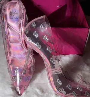Barbie Aldo Pink Heels, Size 6.5, Transparent Rhinestone thumbnail 7