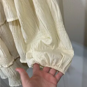 Vici Cream Ruffled Wrap Sundress with Bishop Sleeves thumbnail 6