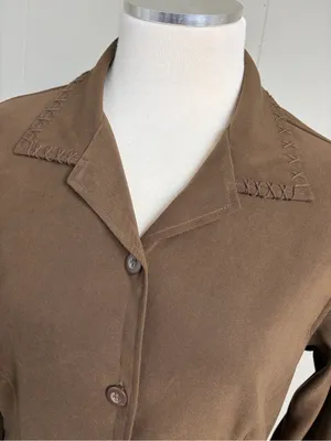 Vintage J.G. Hook Brown Maxi Dress Whipstitch Collar Western Equestrian Size 4 thumbnail 2