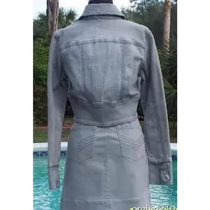 Cache Gray Denim Wrap Ruched Skirt Off Set Side Zip Pull Stretch $98 NWT Size 8 thumbnail 6