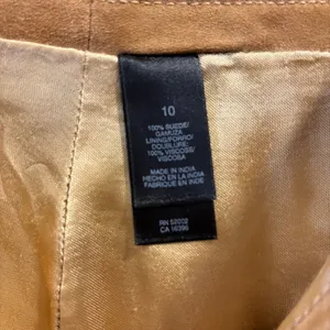 Y2K DKNY Tan Suede Leather Flared Pants Slit Trousers Fall Streetwear Retro thumbnail 9