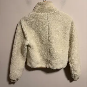 Urban Outfitters Cropped Front Zip Sherpa Jacket - White/Cream- Size Small thumbnail 7